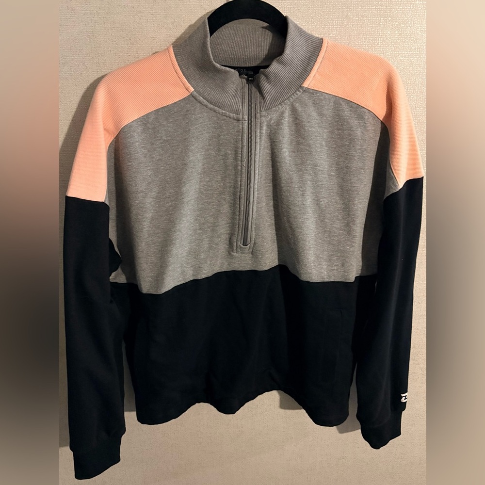 ZELOS Women’s 1/2 Zip Sweater in Gray, Black, and Pink